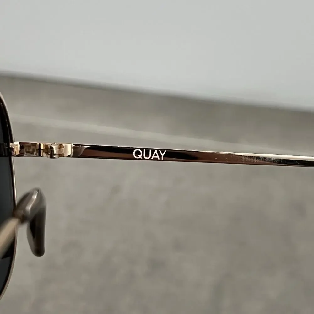 Quay Australia High Key Rimless Sunglasses 126 Polarized Cheetah Print